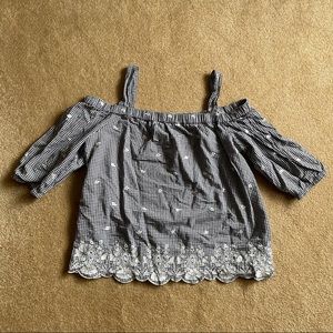 Black Gingham Off the Shoulder Top